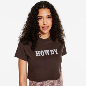 Aeropostale Brown 'Howdy' Vintage Fit Tee Crop